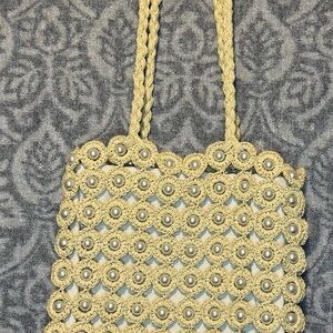Haute Hippie Style Handwoven  Raffia Pearl Embellished